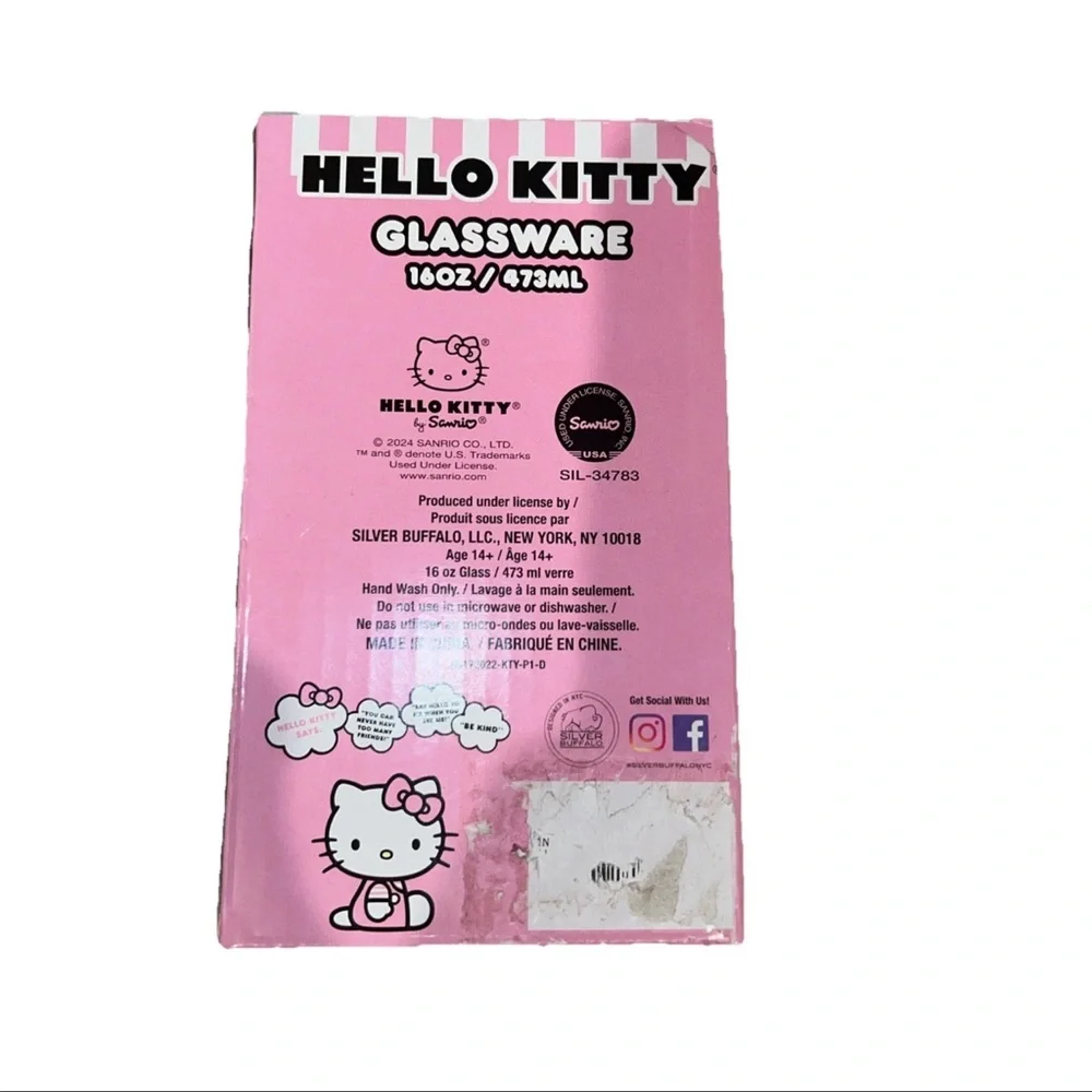 Sanrio Hello Kitty Glassware 16 Oz